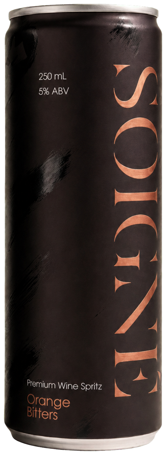 Soigné Orange Bitters canned wine spritz, 250mL, rosé copper